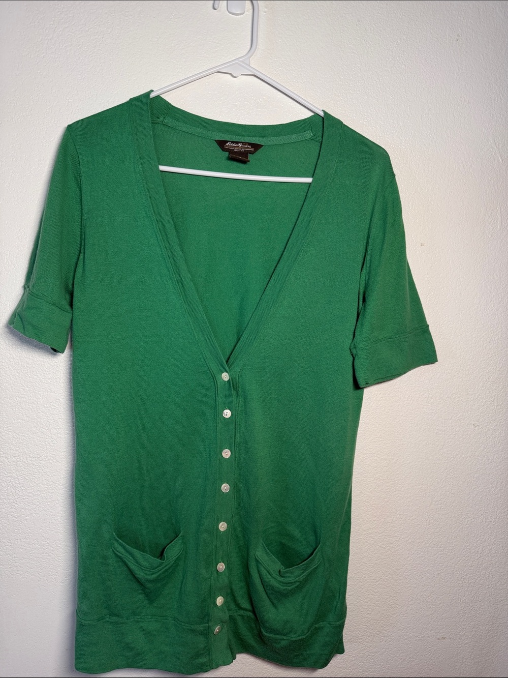 Eddie Bauer Green Short-Sleeve Cardigan